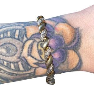 Vermeil Bracelet Diamonds Gold Plated Over Sterling Silver Twist